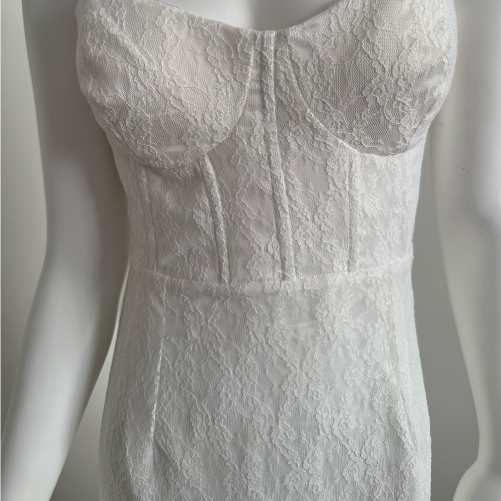 Lulus White Lace Bustier Maxi Dress – Size L – Stretch Fit Bridal Gown – New - Picture 4 of 16